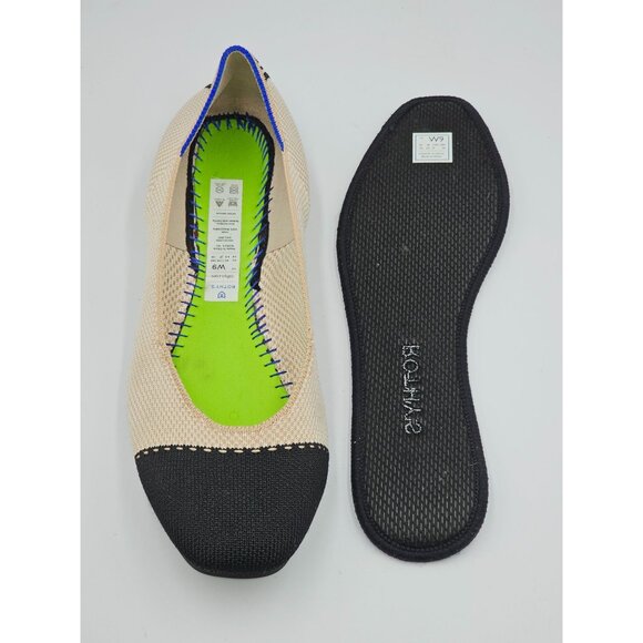 Rothy's Women's Black Beige The Square Slip-On Shoes Squared-Toe Flats Sz 9 2743 - Picture 8 of 16